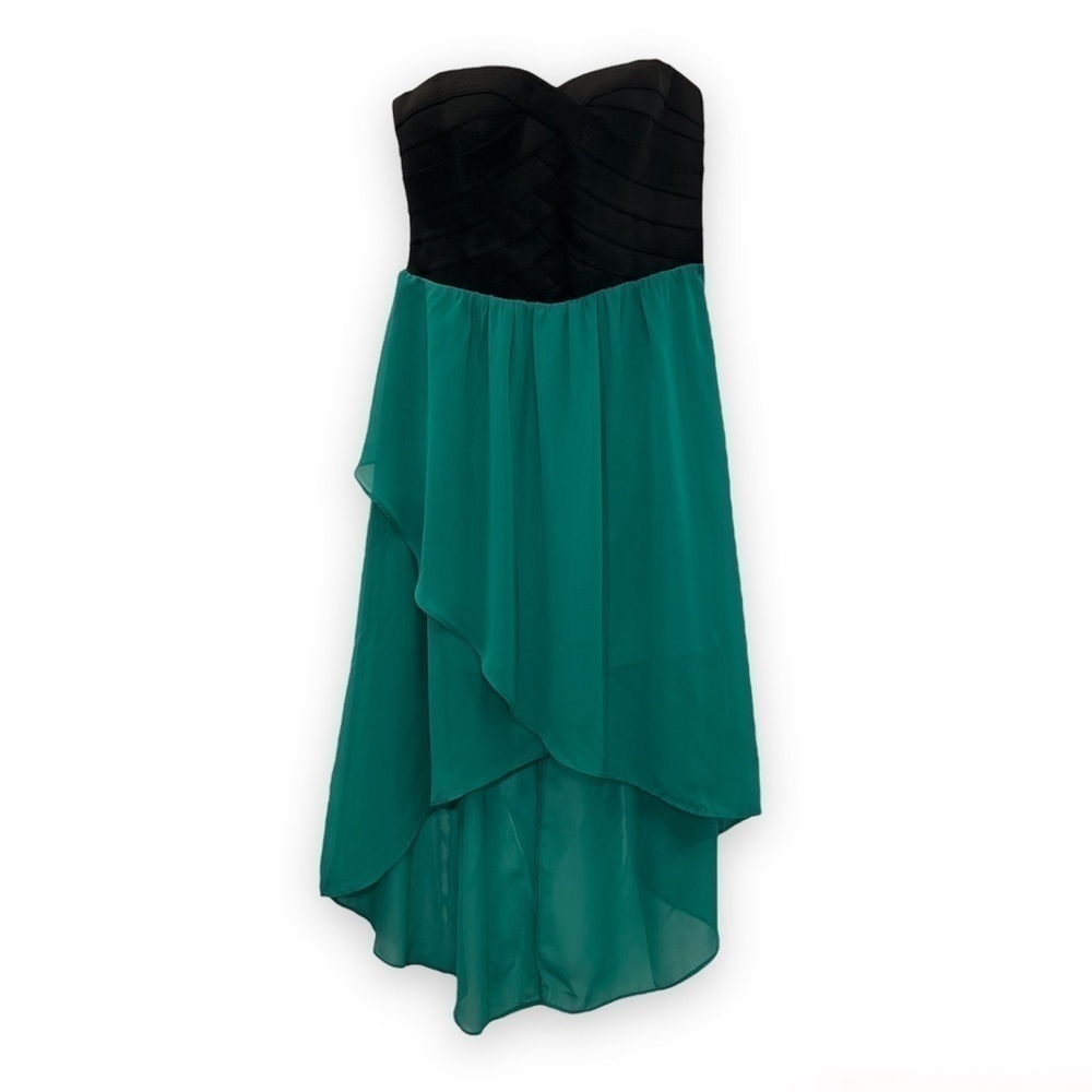Charlotte Russe Strapless Black and Teal High-Low Dress